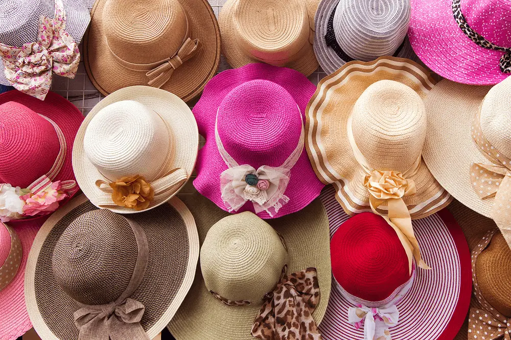 Assorted hats with decorative bows