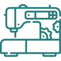 Teal sewing machine illustration