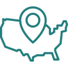 Map of USA with location pin icon